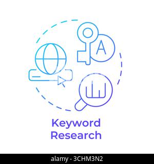 Keyword research blue gradient concept icon Stock Vector