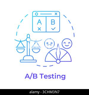 A and B testing blue gradient concept icon Stock Vector