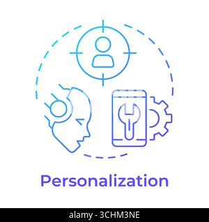 Personalization blue gradient concept icon Stock Vector