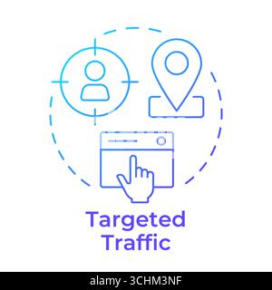 Targeted traffic blue gradient concept icon Stock Vector