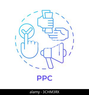 PPC blue gradient concept icon Stock Vector