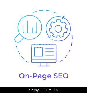 On-page seo blue gradient concept icon Stock Vector