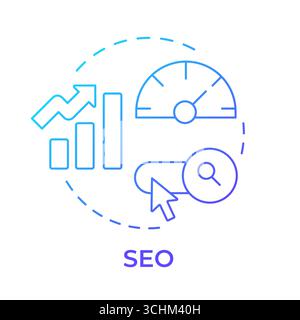 SEO blue gradient concept icon Stock Vector