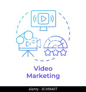 Video marketing blue gradient concept icon Stock Vector