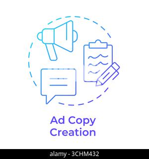 Ad copy creation blue gradient concept icon Stock Vector