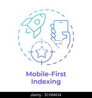 Mobile-first indexing blue gradient concept icon Stock Vector