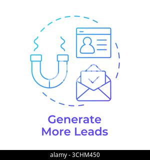 Generate more leads blue gradient concept icon Stock Vector