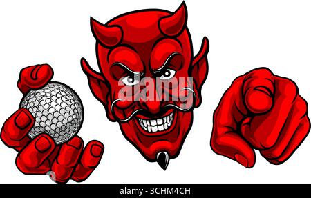 Devil Golf Ball Sport Team Mascot Illustration Stock Vector