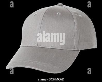 Blank gray baseball cap isolated on black background Stock Photo
