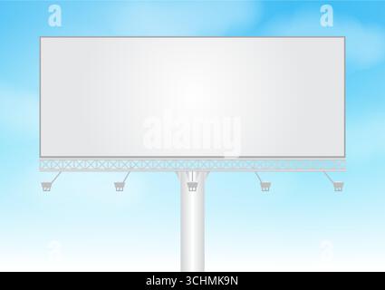 Blank Billboard for Advertising on Blue Sky. Advertising Poster. Billboard Mockup. Blank Banner for Outdoor. Vector Illustration. Stock Vector