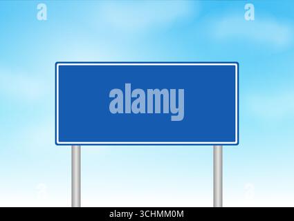 Highway road sign. Traffic Sign. Street traffic Sign against Blue Sky. Vector Illustration. Stock Vector