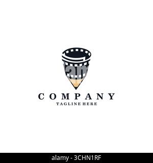 Movie Writer Film Stripes Logo Design Template Element Stock Vector