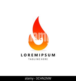 Fiery owl head logo design, graphic, digital art icon symbol Stock Vector
