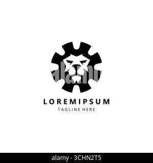 Gear Logo. gear with lion head combination, gear logo template, vector illustration Stock Vector