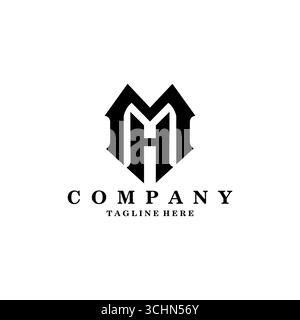 Modern initial letters HM or MH logo design vector Stock Vector