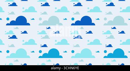 Seamless pattern with blue clouds on a white background Stock Vector