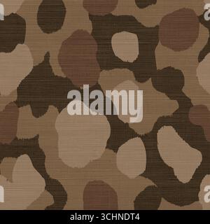 Abstract Camouflage Seamless Pattern on Textured Burlap Background Stock Vector
