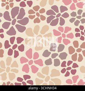 Abstract Floral Seamless Pattern, Stylized Flowers in Muted Earthy Tones Stock Vector