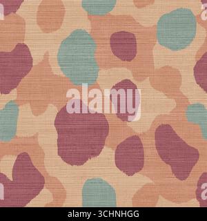 Abstract Camouflage Seamless Pattern on Textured Burlap Background Stock Vector