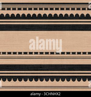 Ethnic Geometric Stripe, Seamless Boho Pattern on Textured Fabric Background Stock Vector