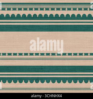 Ethnic Geometric Stripe, Seamless Boho Pattern on Textured Fabric Background Stock Vector