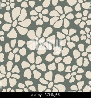 Abstract Floral Seamless Pattern, Stylized Flowers in Muted Earthy Tones Stock Vector