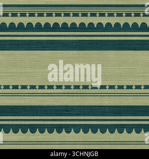 Ethnic Geometric Stripe, Seamless Boho Pattern on Textured Fabric Background Stock Vector