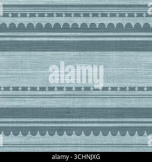 Ethnic Geometric Stripe, Seamless Boho Pattern on Textured Fabric Background Stock Vector