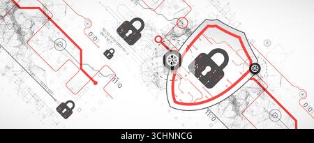 Cyber security or network protection.  System privacy. Stock Vector
