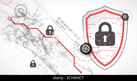Cyber security or network protection.  System privacy. Stock Vector