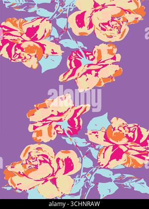 botanical floral, vector, seamless pattern , rose and leaves ,big set, background with flowers Stock Vector