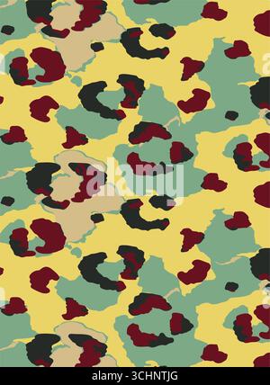 Leopard print. Vector seamless pattern. Animal skin background with black and brown spots on beige backdrop. Abstract exotic safari texture. Jaguar, l Stock Vector