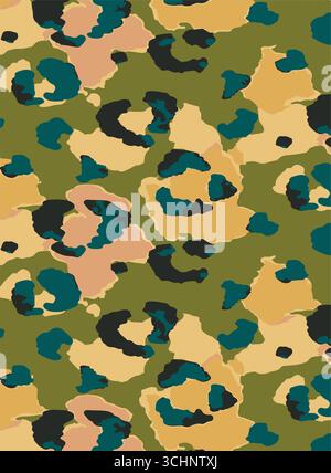 Leopard print. Vector seamless pattern. Animal skin background with black and brown spots on beige backdrop. Abstract exotic safari texture. Jaguar, l Stock Vector