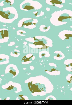 Leopard print. Vector seamless pattern. Animal skin background with black and brown spots on beige backdrop. Abstract exotic safari texture. Jaguar, l Stock Vector