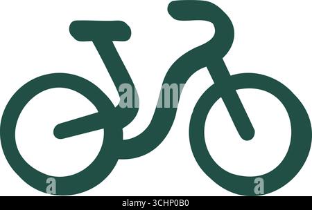 Simple modern bicycle symbol with two wheels and a clean frame drawn in dark green lines on white. Stock Vector