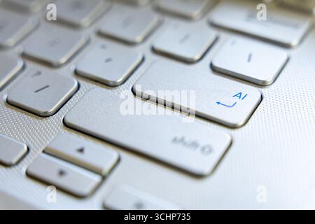 Close Up Of Computer Keyboard With AI Key Symbolizing Artificial Intelligence Stock Photo