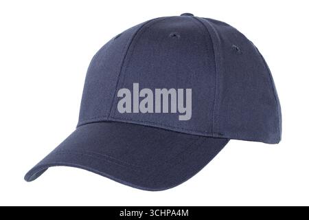 Blue navy baseball cap isolated on white background. Template Mock up Stock Photo