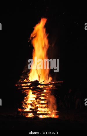 Big campfire in the night Stock Photo