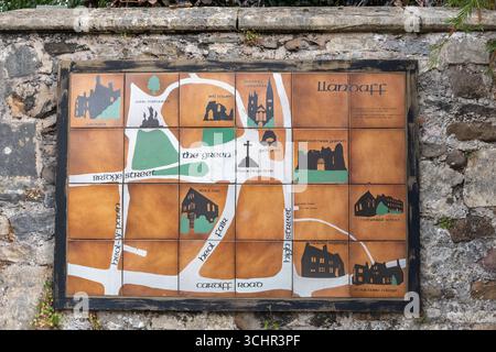 Tourist map of Llandaff village near Cardiff, South Wales, UK Stock Photo