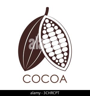 Cocoa bean Logo. Cocoa Icon. Chocolate Cocoa Symbol. Vector Illustration Isolated on White Background. Stock Vector