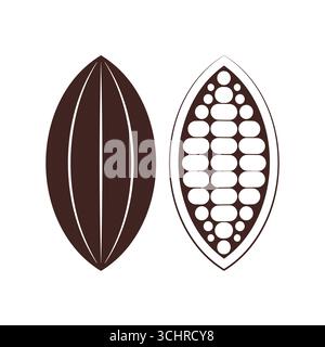 Cocoa bean Logo. Cocoa Icon. Chocolate Cocoa Symbol. Vector Illustration Isolated on White Background. Stock Vector