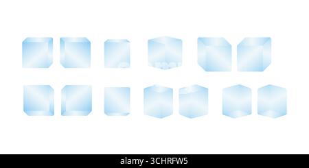 Set of Ice Cubes Vector Illustration Isolated on White Background. Stock Vector