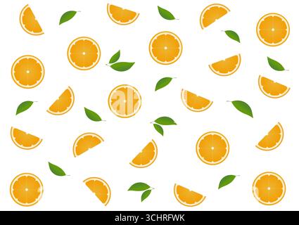 Orange Fruit Seamless Pattern Background. Vector Illustration. Stock Vector