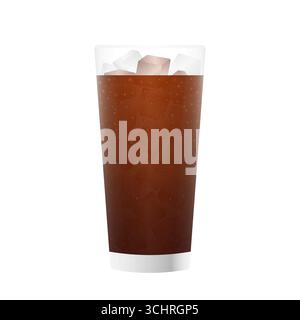 Glass of Cola  Drink with Ice Cubes. Vector Illustration Isolated on White Background. Stock Vector