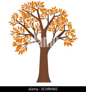 Autumn Tree. Vector Illustration Isolated on White Background. Stock Vector