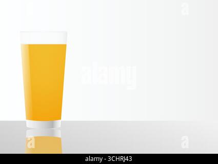 Orange Juice. Glass of Fresh Orange Juice. Vector Illustration. Stock Vector