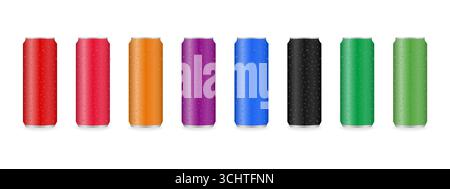Aluminum Can. Metal Beverage Drink Can. Empty Metal Can for Soda, Beer or Energy Drink. Vector Illustration Isolated on White Background Stock Vector