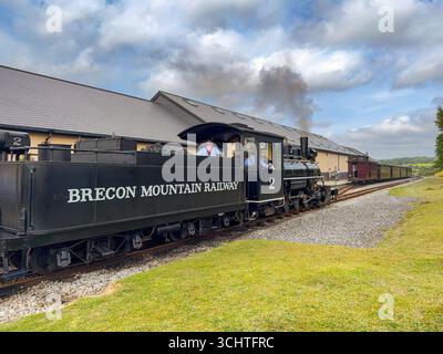 Merthyr Tydfil, wales, UK - 19 August 2025: Vintage narrow gauge steam train at Pant railway station on the Brecon Mountain Railway. Stock Photo