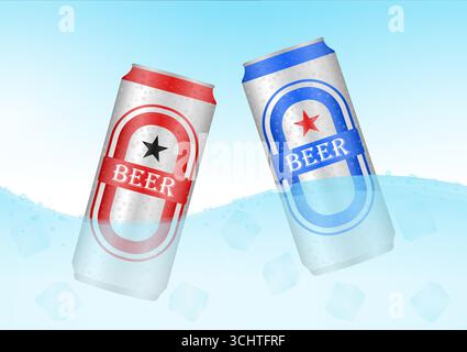 Cold and Fresh Beer Can. Can of Cold Beer. Vector Illustration. Stock Vector