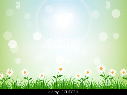 Summer Spring Background. Green Natural background During Spring Time. Vector Illustration. Stock Vector